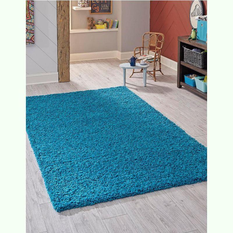 Turquoise Rectangular Shag Rug 8' x 10' for Kids