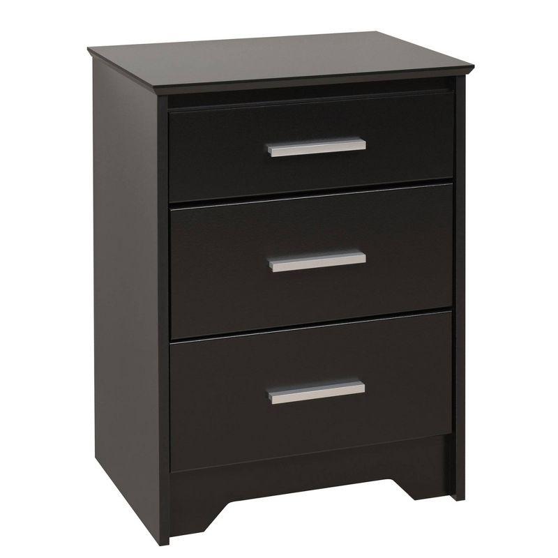 Harbor Matte Black 3-Drawer Tall Nightstand with Metal Handles