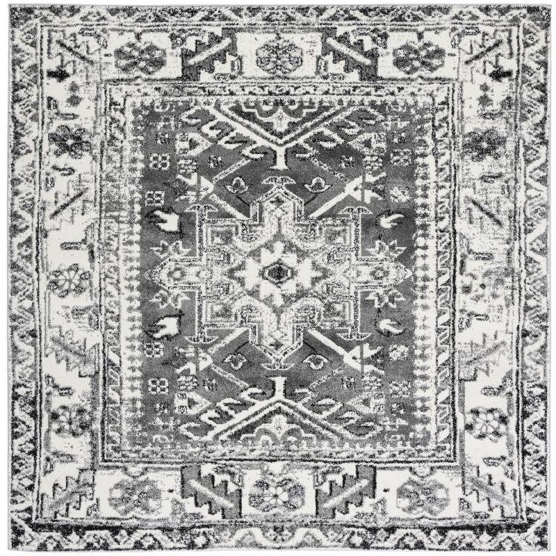 Vintage Hamadan VTH211 Power Loomed Indoor Area Rug - Grey/Ivory - 6'7"x6'7" - Safavieh
