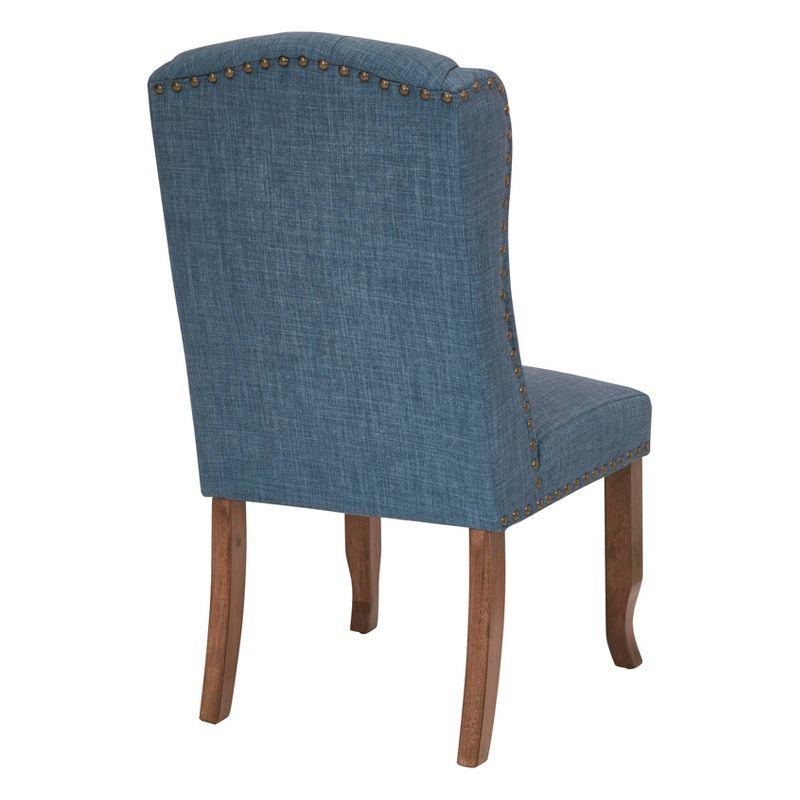 Jessica Tufted Wingback Dining Chair Navy - OSP Home Furnishings: Polyester Upholstery, Nailhead Trim, Solid Wood Legs