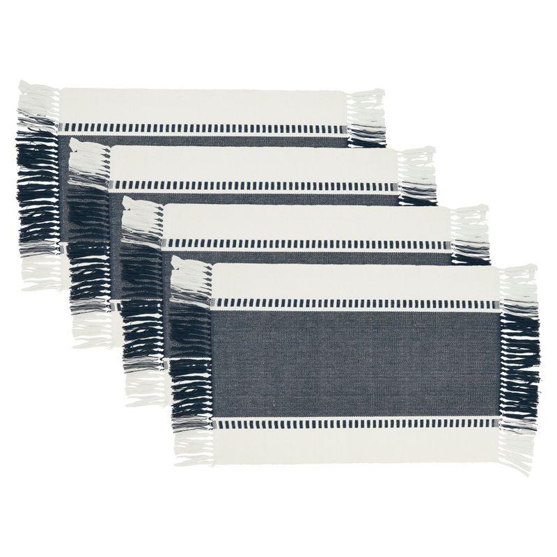 Saro Lifestyle Tassel Trimmed Stripe Placemat (Set of 4)