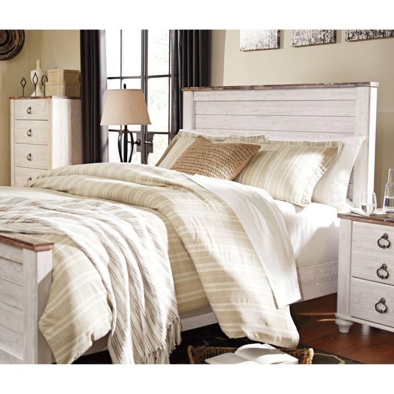 Queen Willowton Panel Headboard Whitewash - Signature Design by Ashley: Faux Wood Laminate, Bed Frame Mounted