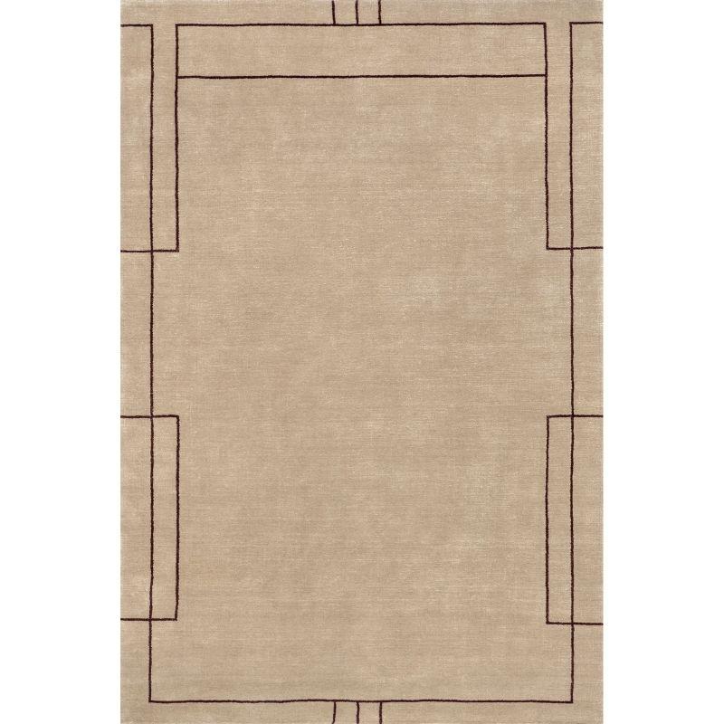 Nile Bordered Beige Wool-Blend Indoor Area Rug