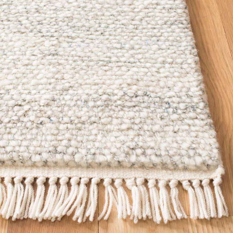 Coastal Charm Hand-Knotted Gray Wool 9' x 12' Area Rug with Fringe