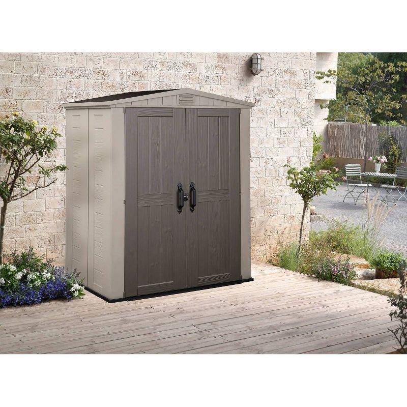 Keter 6'x3' Factor Outdoor Storage Shed Brown: Resin Frame, All-Weather, 10 Year Limited Warranty