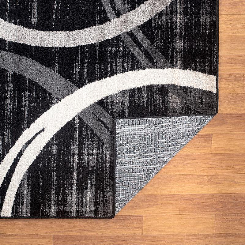 World Rug Gallery Contemporary Abstract Circles Design 3'3" x 5'  Black Area Rug