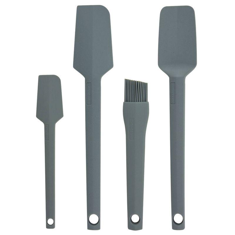 Taste of Home 4pc Silicone Tools Ash Gray: Kitchen Utensil Set with Mini Spatula, Spoonula, Basting Brush, Dishwasher-Safe