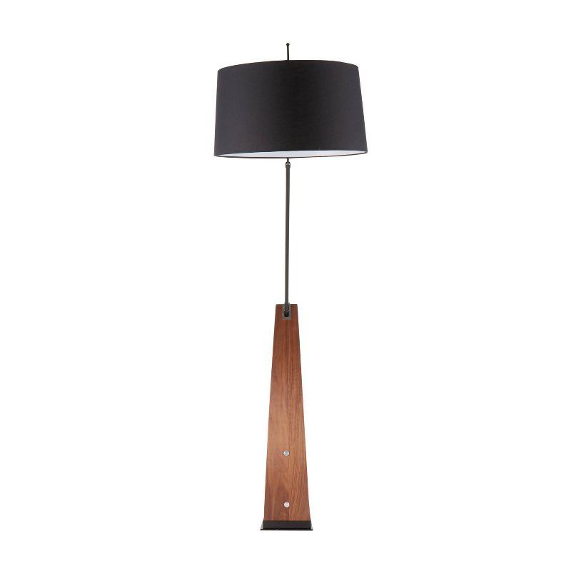 LumiSource 74" Robyn Mid-Century Modern Floor Lamp Walnut Wood and Black Linen Shade