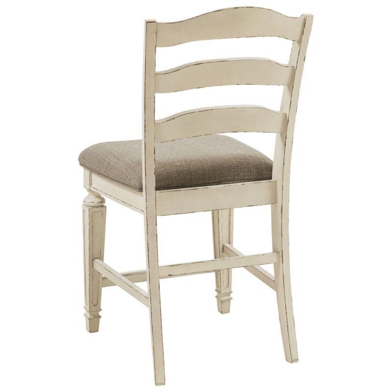 Chipped White French Country-Inspired Swivel Counter Stool