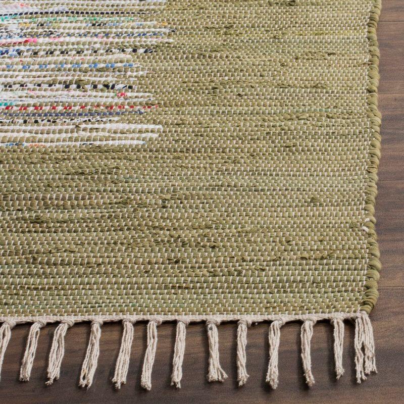 Coastal Breeze Green Cotton 8'x10' Handwoven Flatweave Area Rug