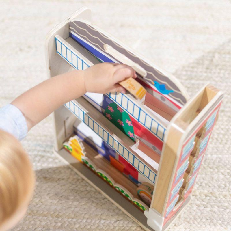 Colorful Wooden Town House Tumble Playset with Disks