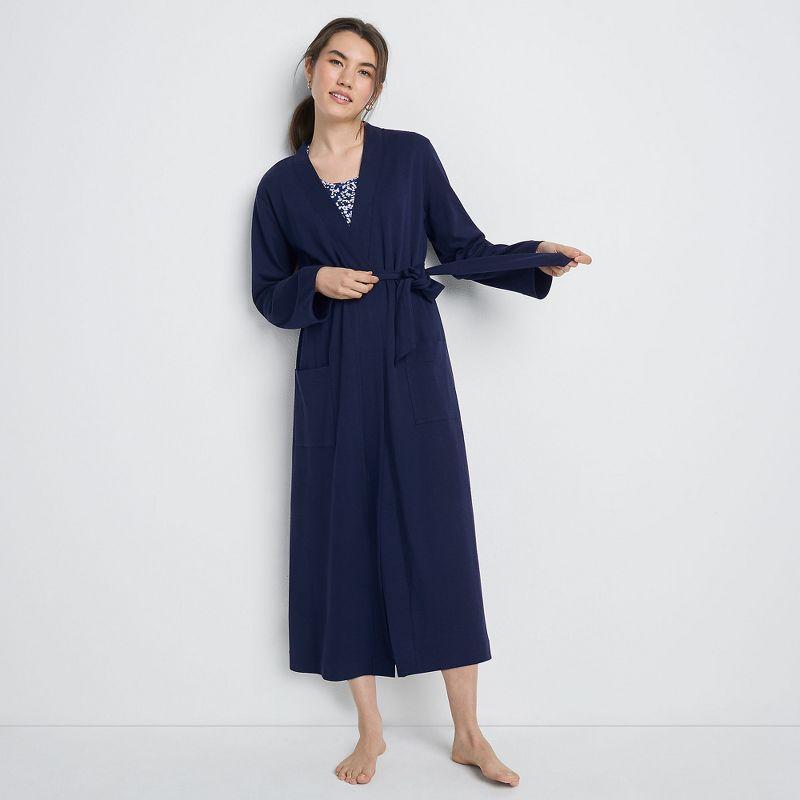 Lands' End Women's Cotton Long Sleeve Midcalf Robe