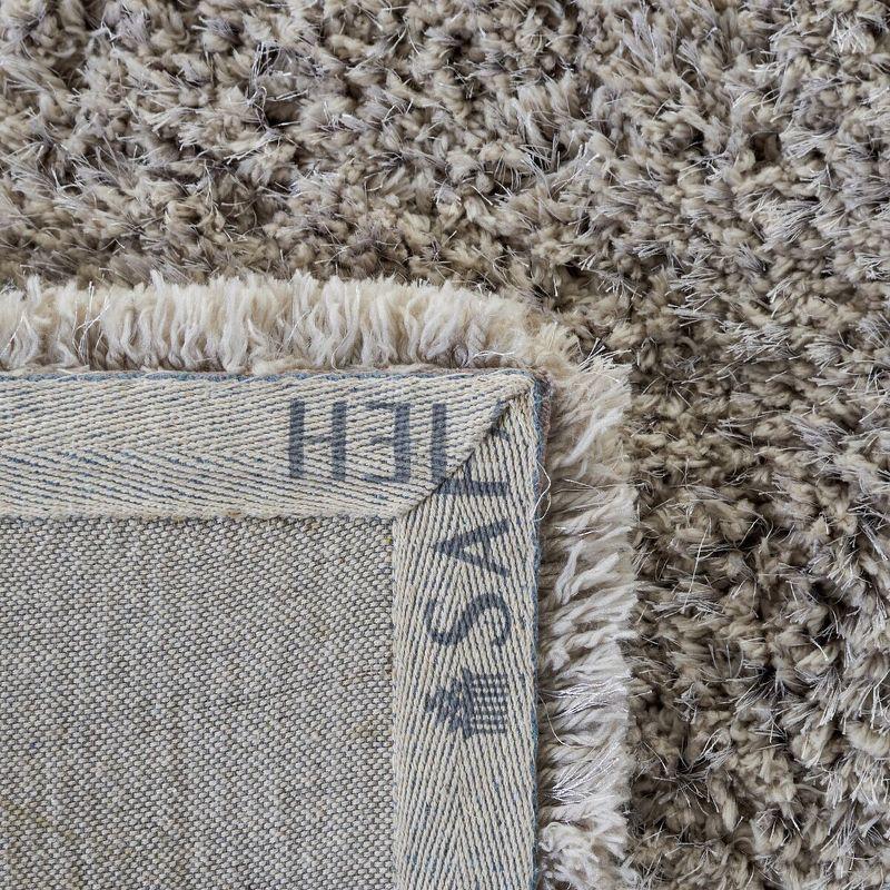 Silver Hand-Tufted Rectangular Shag Area Rug, 5' x 8'