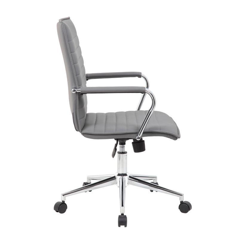 Gray Vinyl Mid-Back Task Chair with Chrome Arms