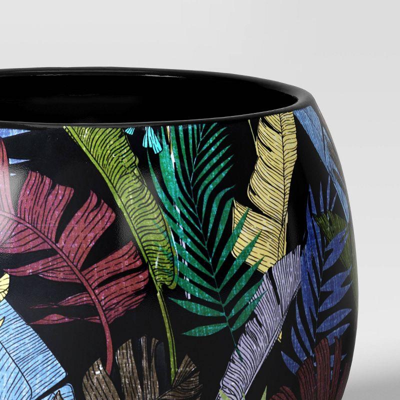 Floral Ceramic Indoor Outdoor Planter Pot 8.11"x8.11" Black - Threshold™