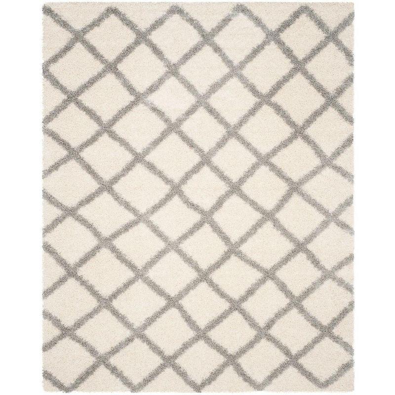 Ivory & Grey Diamond Shag Synthetic Area Rug, 8' x 10'