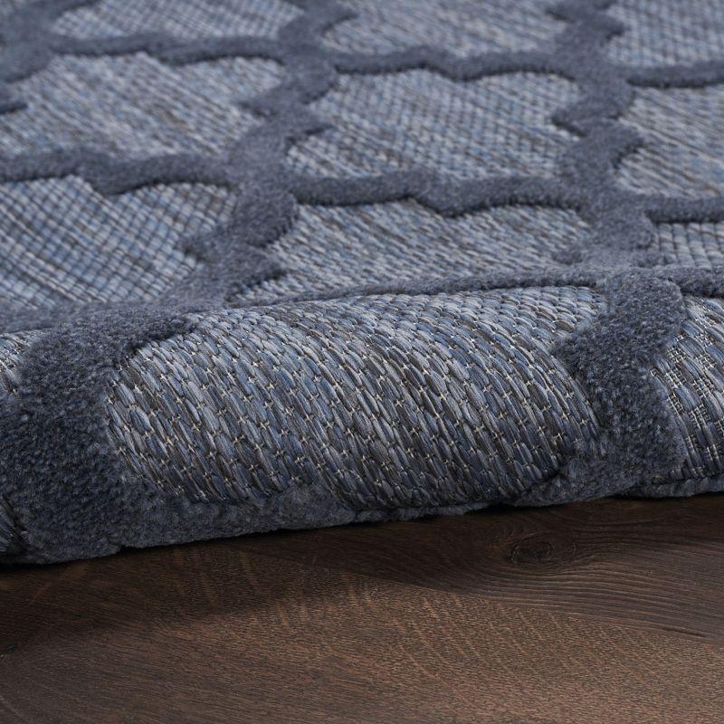 Nourison Easy Care Trellis Flatweave Indoor Outdoor Area Rug 5' x 7' Navy Blue