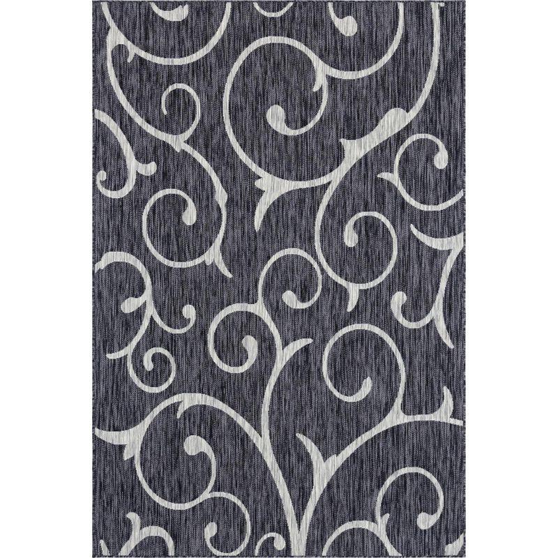 Unique Loom Outdoor Botanical Curl Damask Woven Area Rug