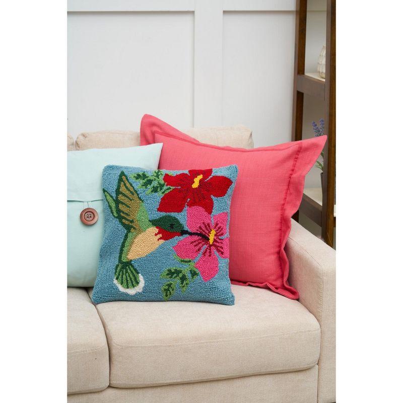 Humming Bird Floral Hooked Pillow