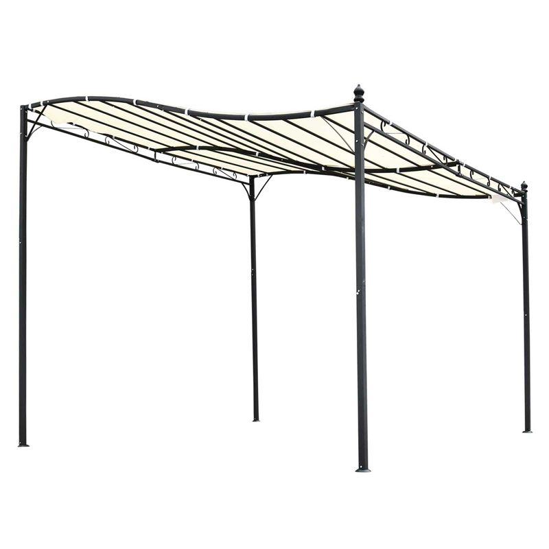 Outsunny 10' x 10' Steel Outdoor Pergola Gazebo, Patio Canopy with Weather-Resistant Fabric and Drainage Holes, Cream White