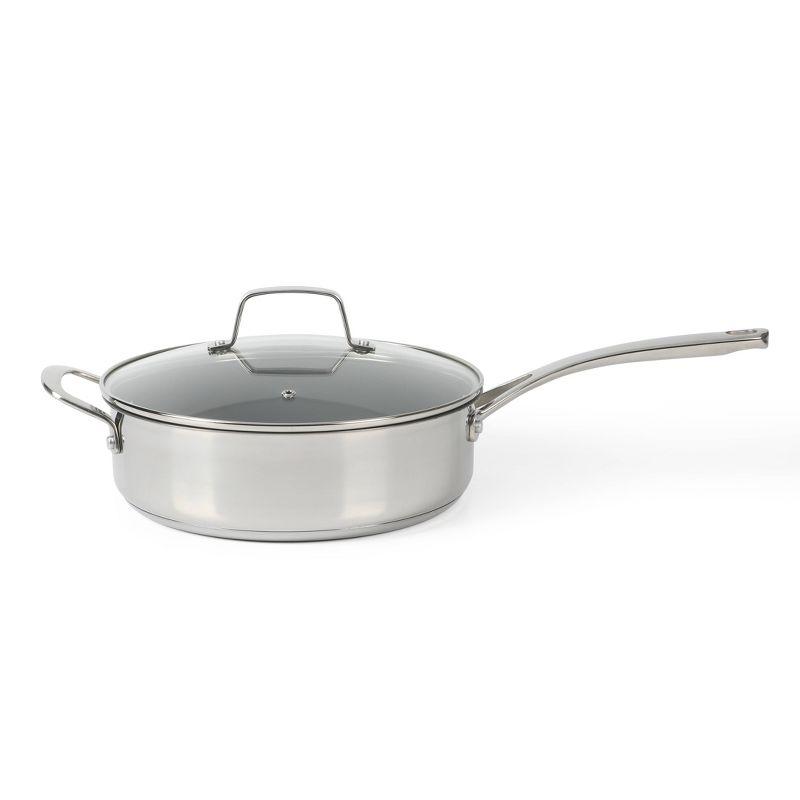 4-Quart Silver Stainless Steel Nonstick Saute Pan with Lid