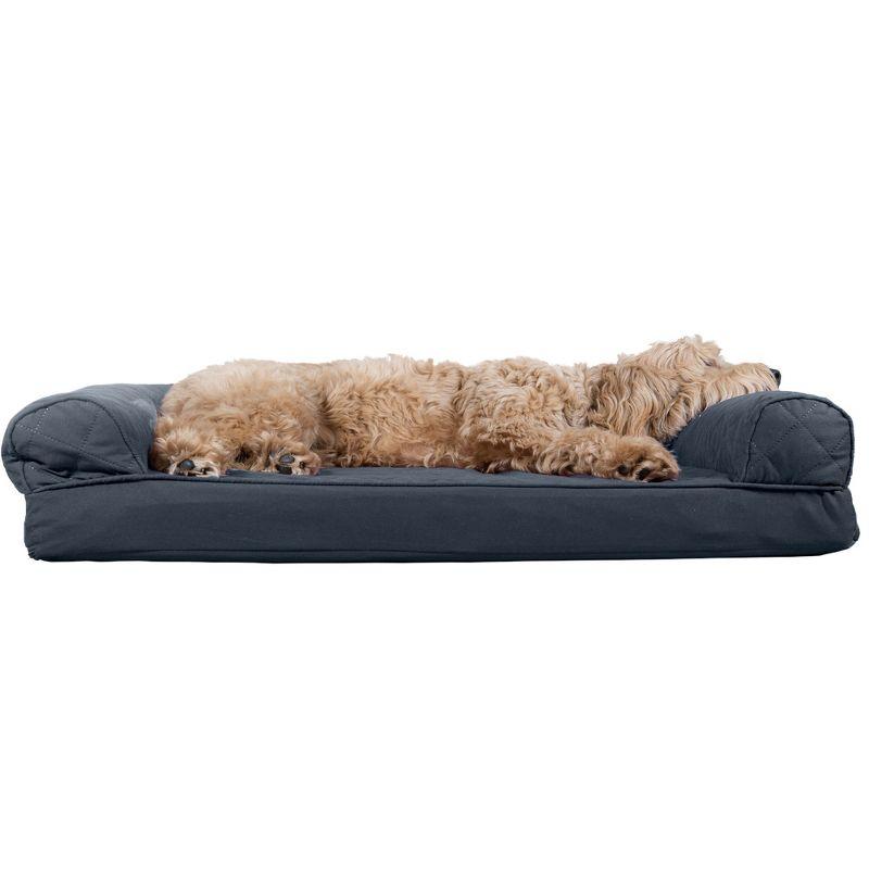 FurHaven Quilted Orthopedic Bolster Sofa Pet Bed