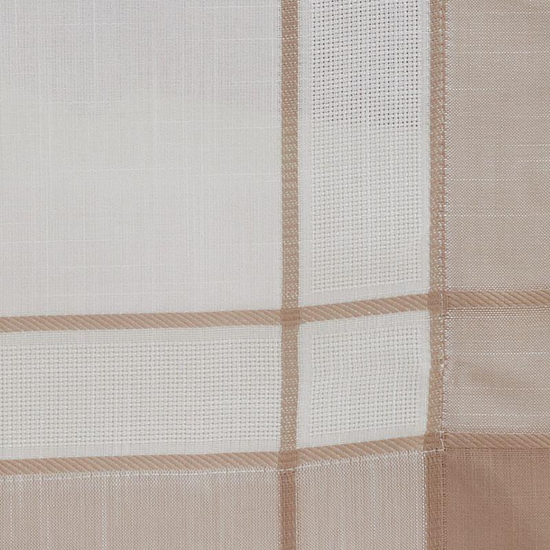 Beige and Tan Polyester Table Runner with Banded Border