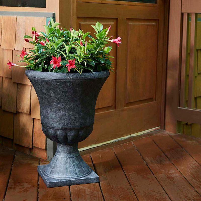 Southern Patio EB-029816 Winston 16 Inch Diameter Resin Ceramic Indoor Outdoor Garden Planter Urn Pot for Flowers, Herbs, Vegetables and Plants, Black