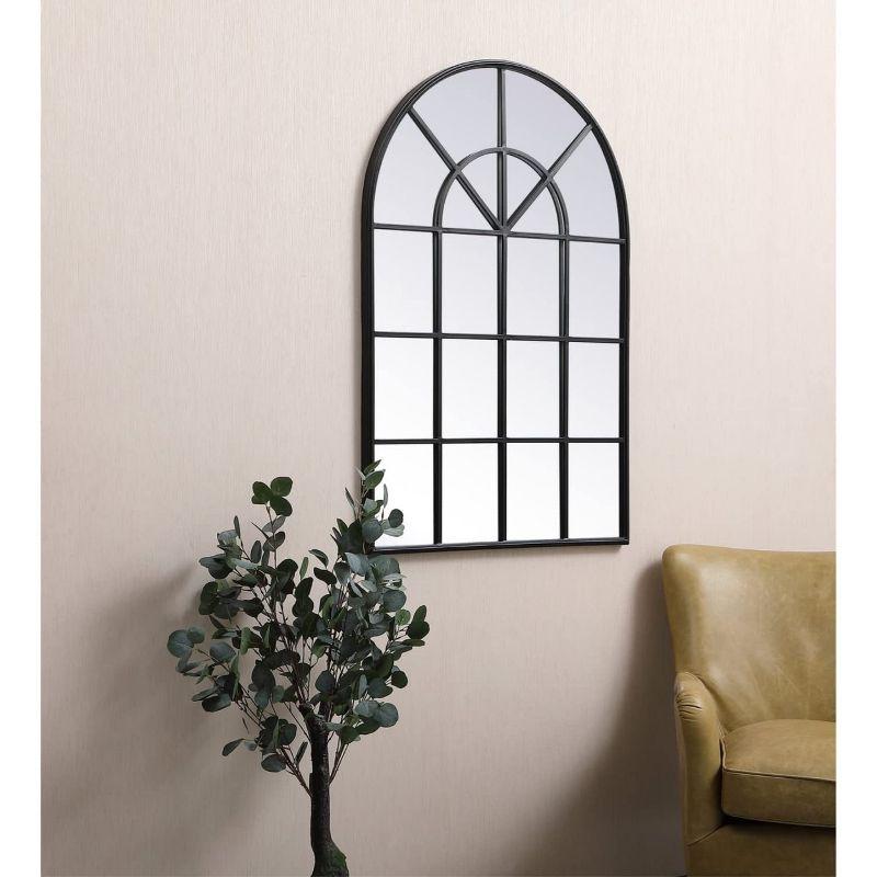 Elegant Lighting Metal windowpane mirror 32 inch in in x 47 inch in in Black