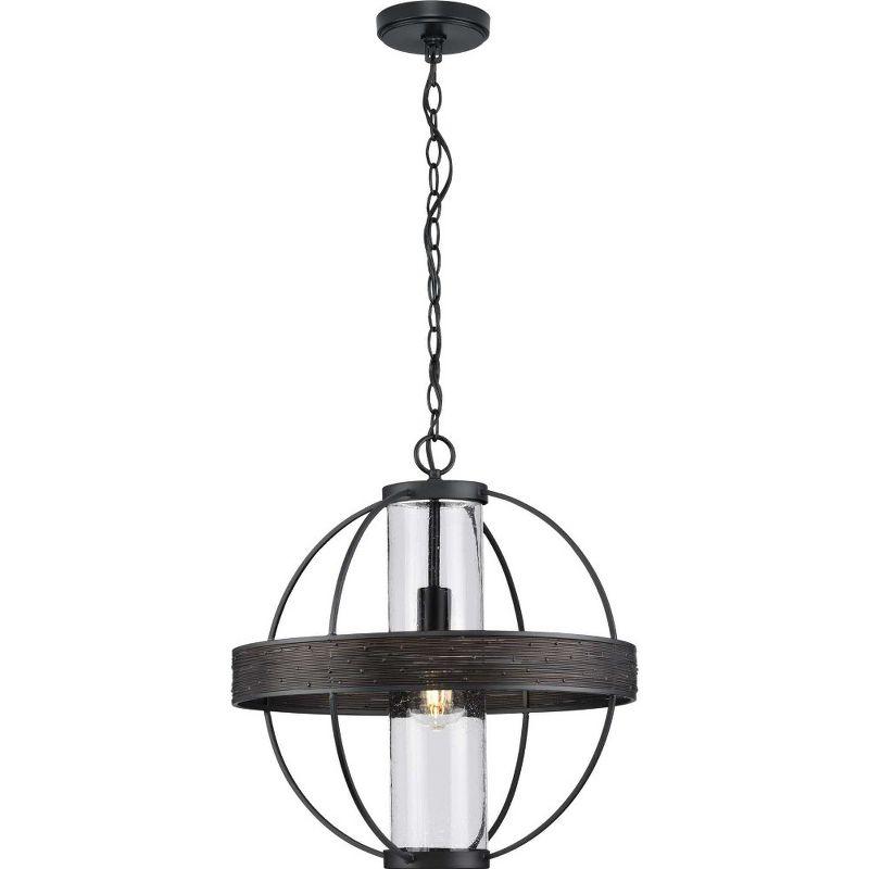 Progress Lighting, Terrace, 1-Light Outdoor Hanging Light, Matte Black, Seeded Glass Shade