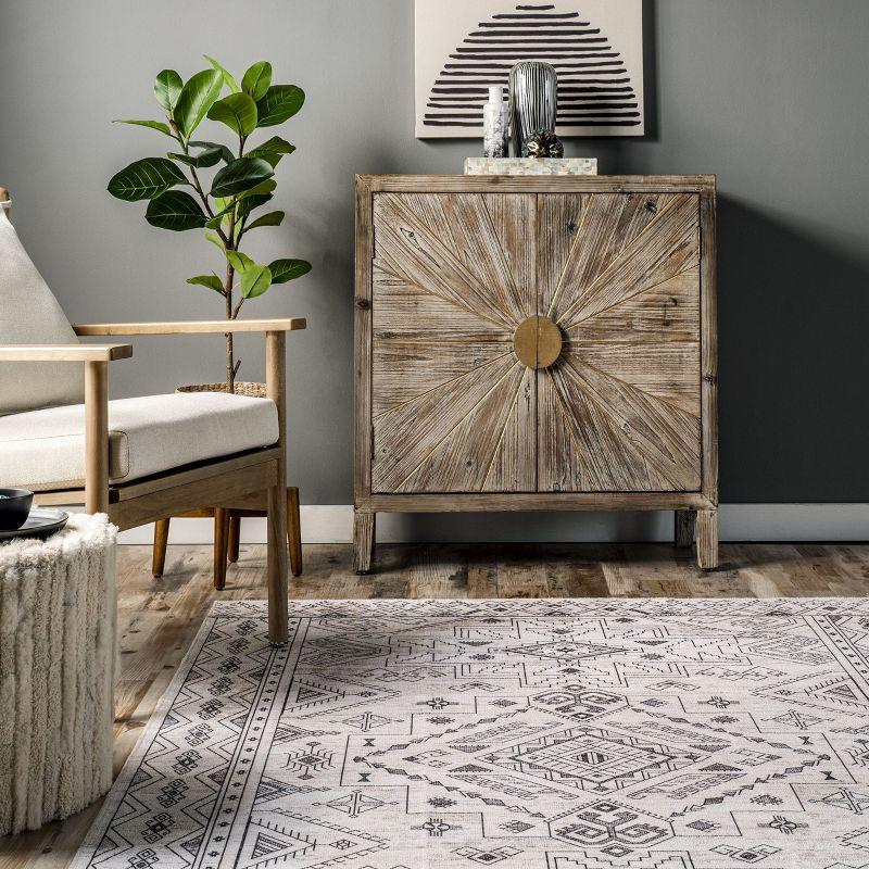 Nuloom Malena Bordered Pet Friendly Machine Washable Area Rug, 5' x 8', Light Grey