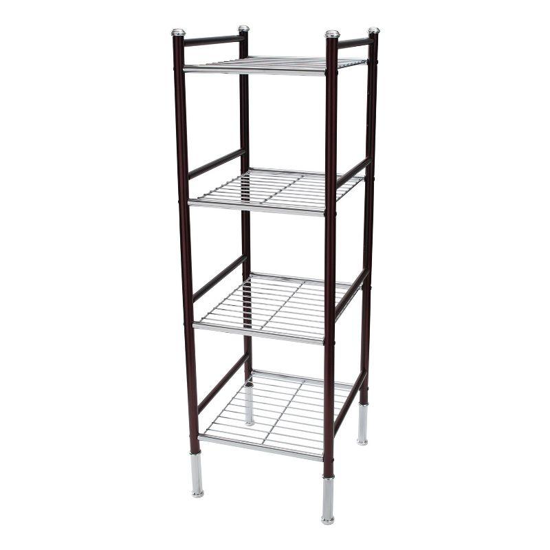 Bronze and Chrome 4-Tier Freestanding Wire Storage Shelf