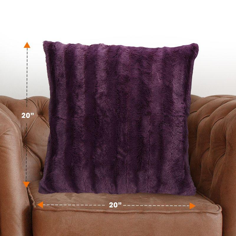 Cheer Collection Decorative Faux Fur Throw Pillow Cover - Purple, 20" x 20" (Pillowcase Only)