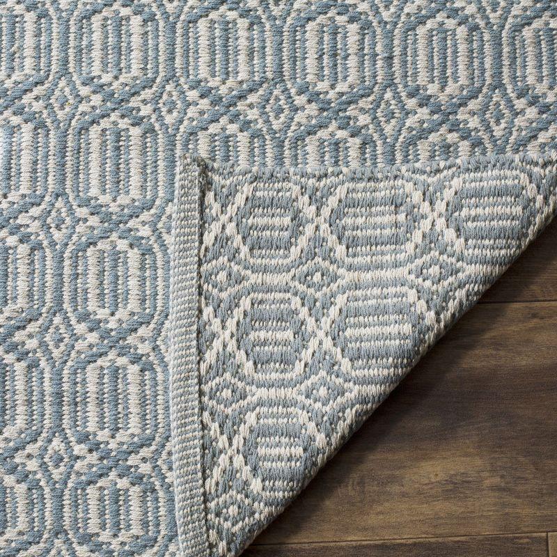 Casual Coastal Blue & Ivory Flat Woven Cotton Area Rug 3' x 5'