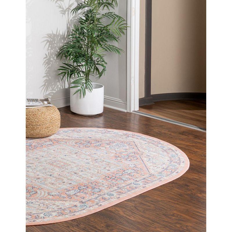 Unique Loom Whitney Collection Area Rug - Milano (5'  x 8' Oval Powder Pink/Blue)