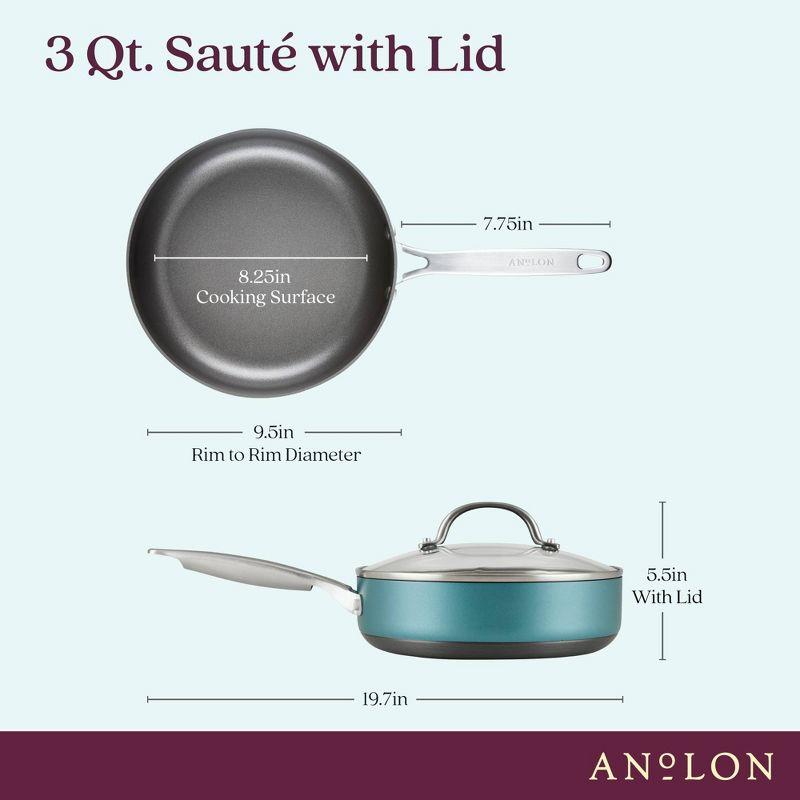 Teal 3-Quart Nonstick Aluminum Sauté Pan with Lid