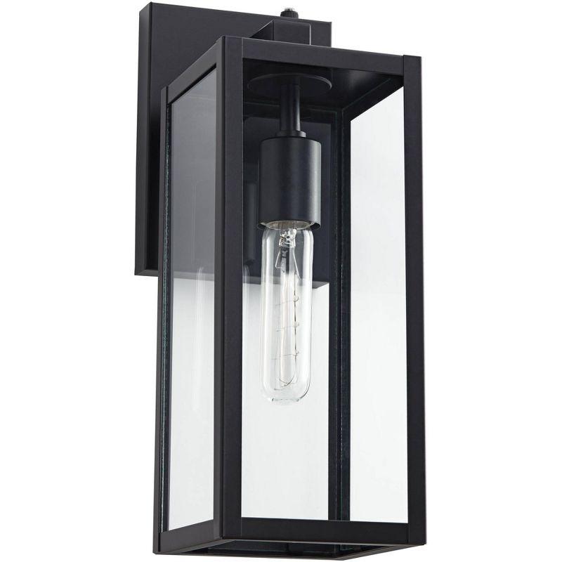 John Timberland Titan Modern Outdoor Wall Light Fixture Mystic Black Dusk to Dawn 14" Clear Glass for Post Exterior Barn Deck House Porch Yard Patio