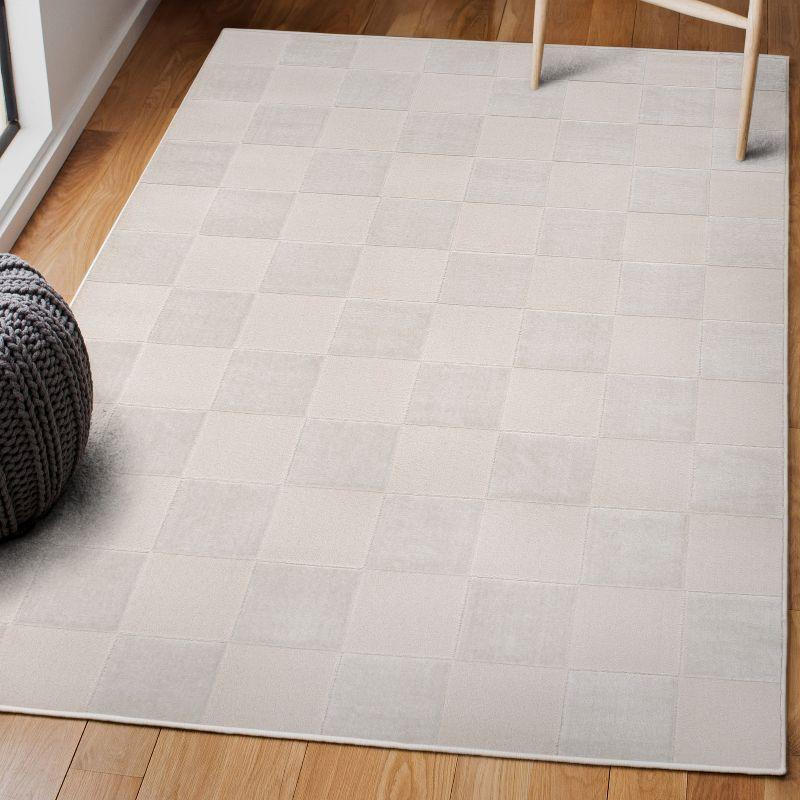 JONATHAN Y Thea Modern Geometric Checkerboard High-Low White/Cream 3 ft. x 5 ft. Area Rug