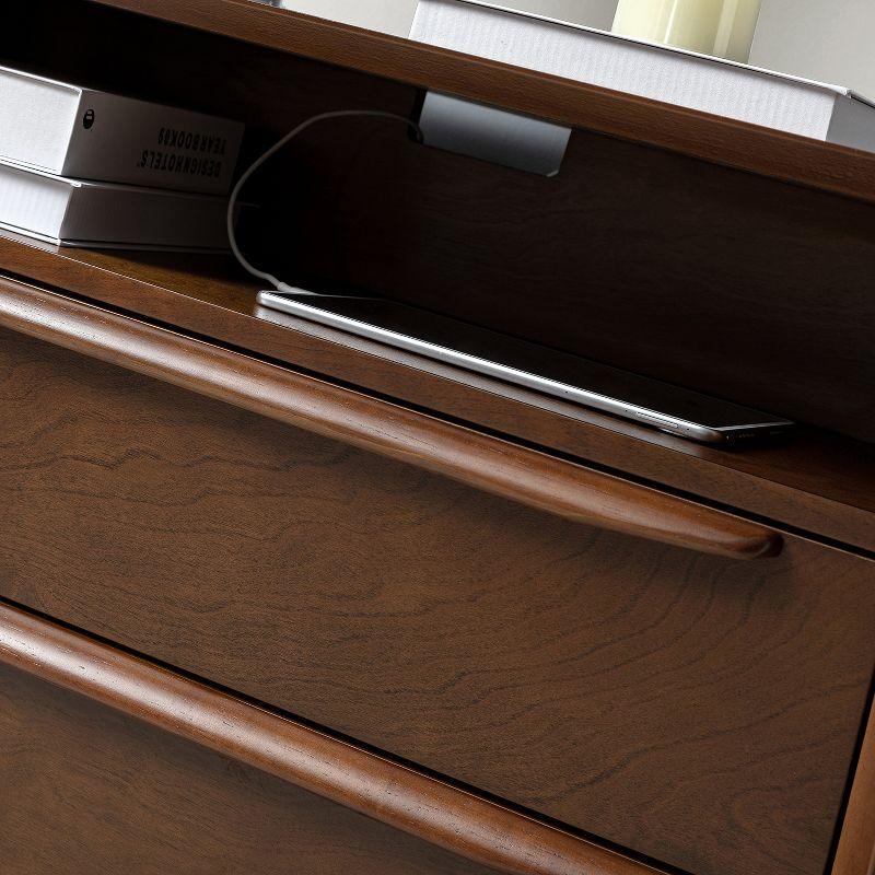 Margery Mid-century Modern 2 - Drawer Nightstand with Built-In Outlets | HULALA HOME-WALNUT