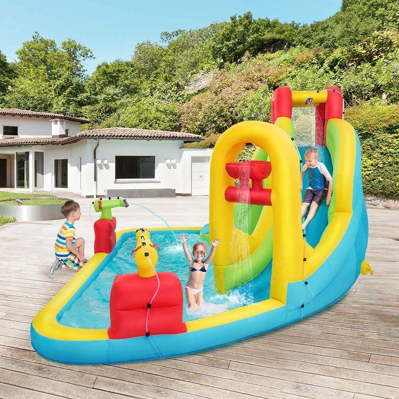 Costway Inflatable Water Slide Kids Splash Pool Bounce House with 480w Blower