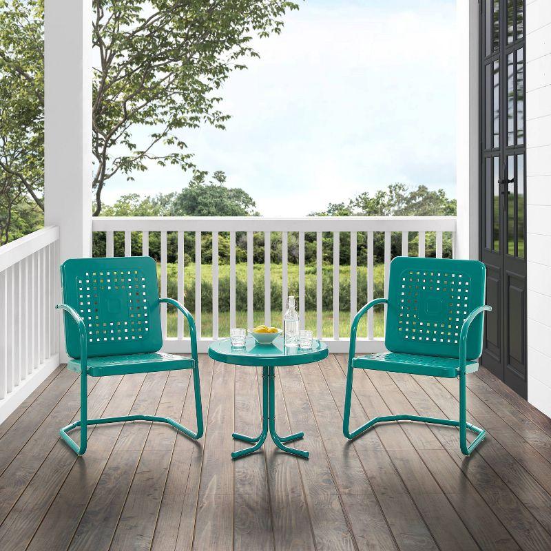Crosley 3pc Bates Outdoor Patio Chair Set Turquoise: Vintage-Style, Steel Frame, UV-Resistant