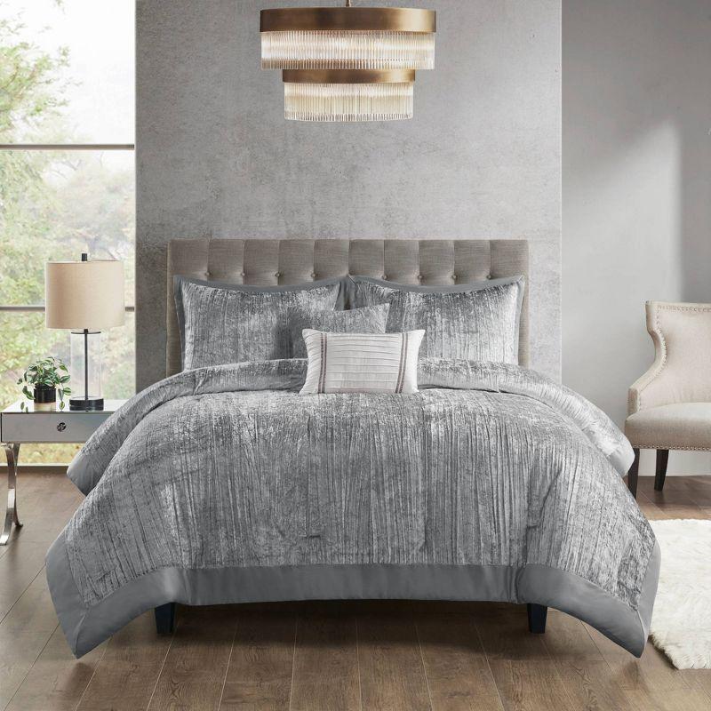 Madison Park Lee 5 Piece Crinkle Velvet Comforter Set