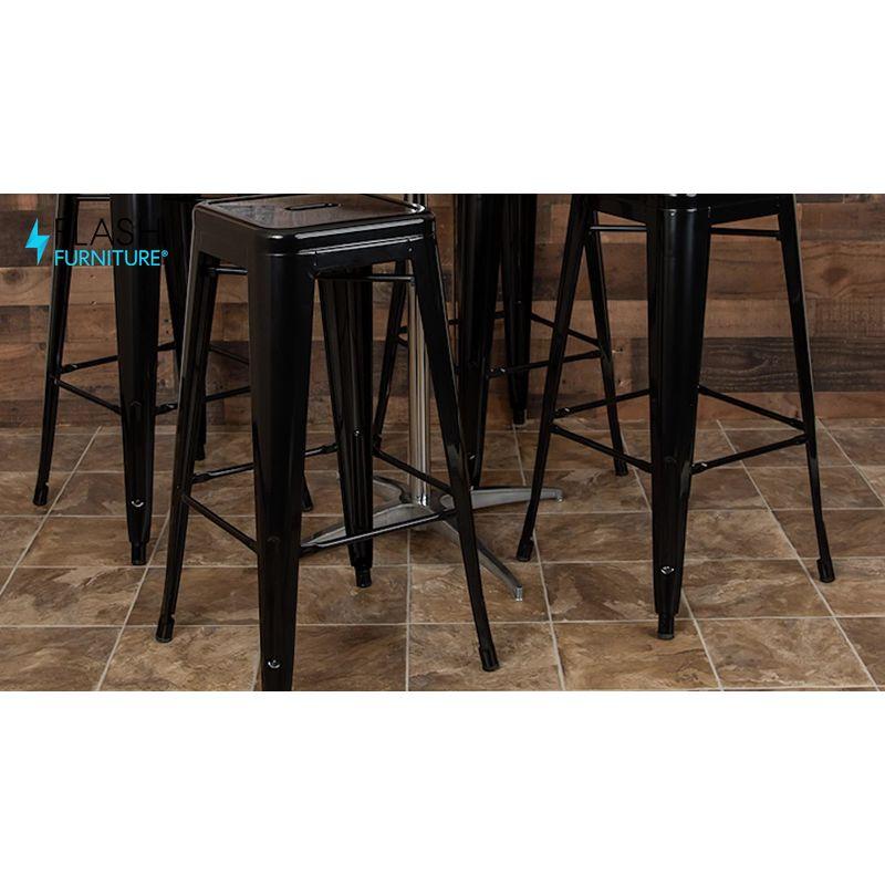 Set of 4 Gun Metal Gray Industrial Metal Indoor Bar Stools