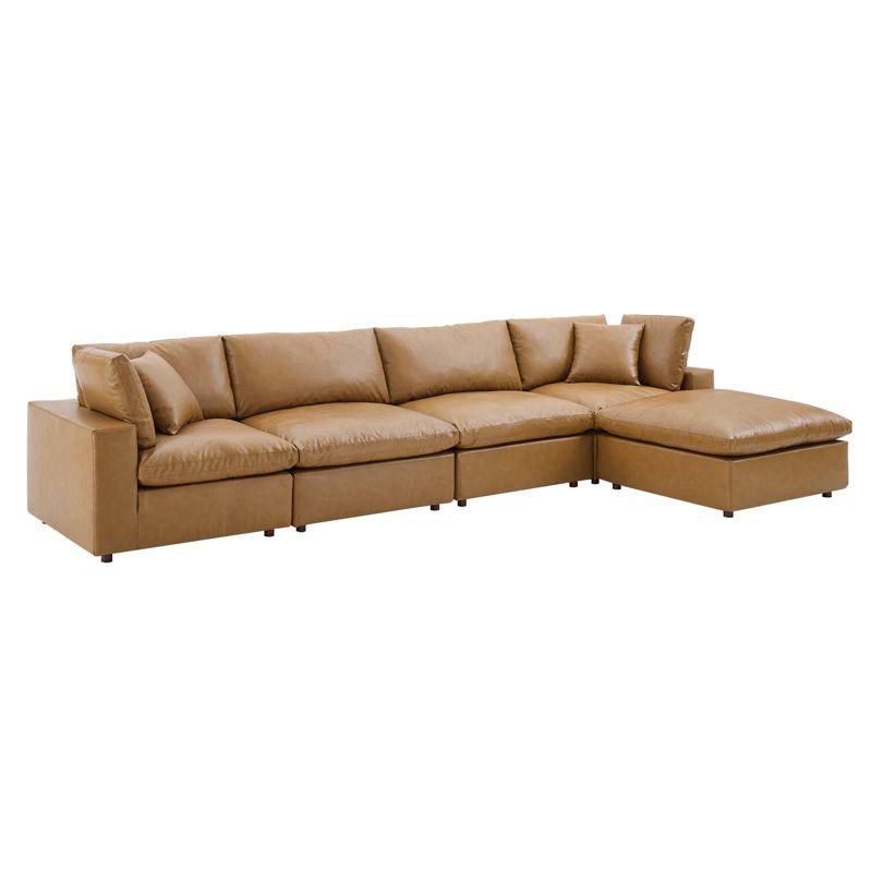 Modway Commix Down Filled Overstuffed Vegan Leather 5-Piece Sectional Sofa