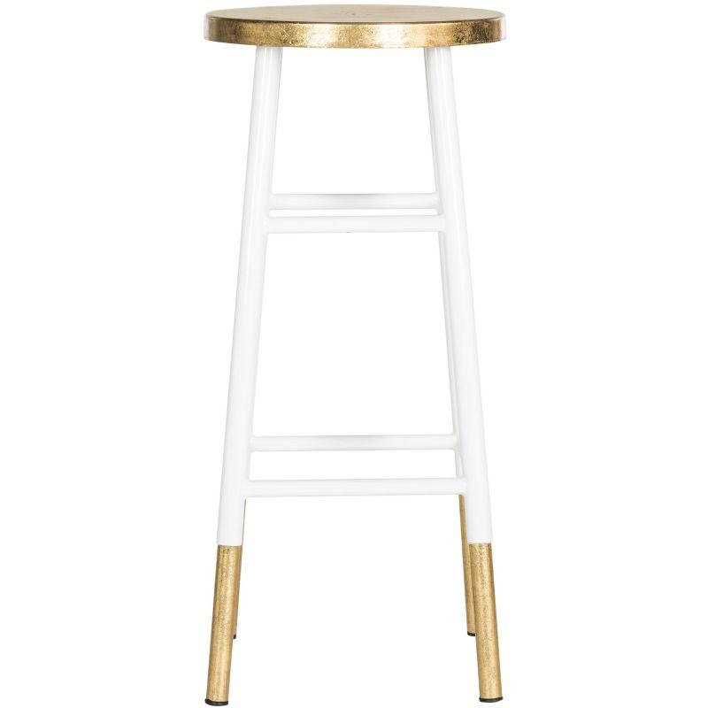 Emery Dipped Gold Leaf Bar Stool - FOX3230 - White/Gold - Safavieh Couture