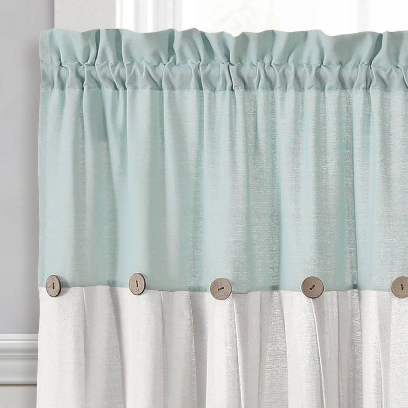 Lush Decor Linen Button Cotton Blend Tailored 29'' W Cafe Curtain (Set of 2)
