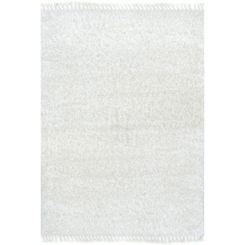Nuloom Neva Solid 5x8 Shag Indoor Area Rug for Living Room Bedroom Dining Room Nursery, Ivory