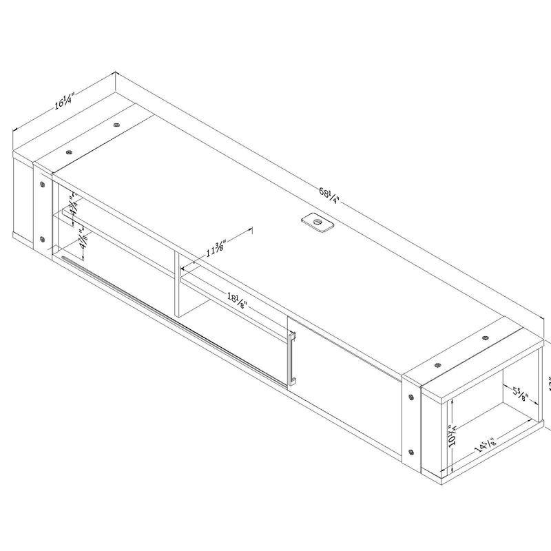 Seaside Pine Wall Mounted Media Console with Sliding Door