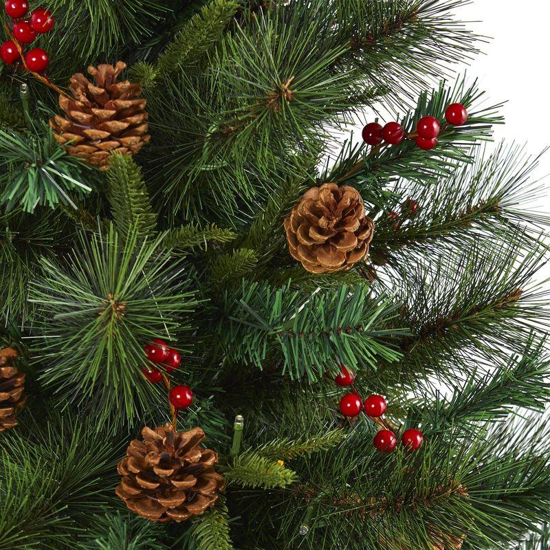 Nearly Natural 5-ft Mixed Pine Artificial Christmas Tree with 150 Clear LED Lights, Pine Cones and Berries