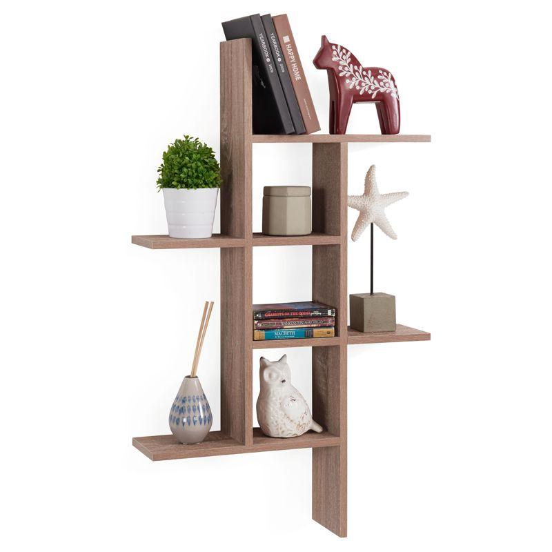 Weathered Oak Modern Cantilever Wall Shelf, 35"x5"x8"